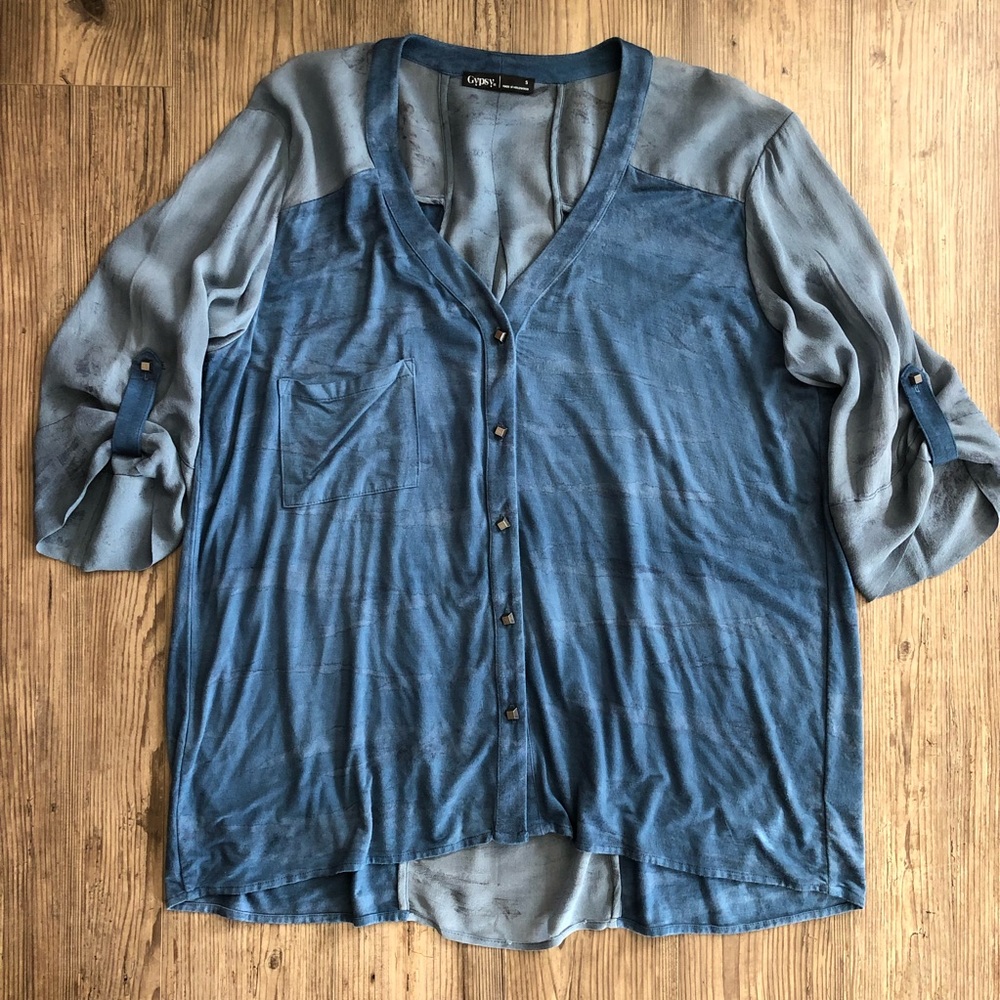 Gypsy 05 oversized button up blouse with metal buttons